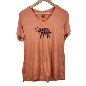 Life is Good Graphic TShirt Elephant Remember V-Neck Short Sleeve S Hole in Neck